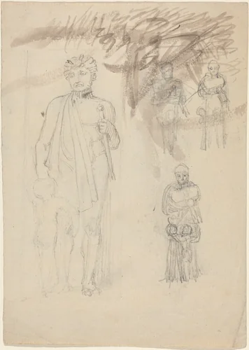 Sheet of Studies, including Warrior with Child [recto and verso] by John Flaxman, drawing, 1755-1826