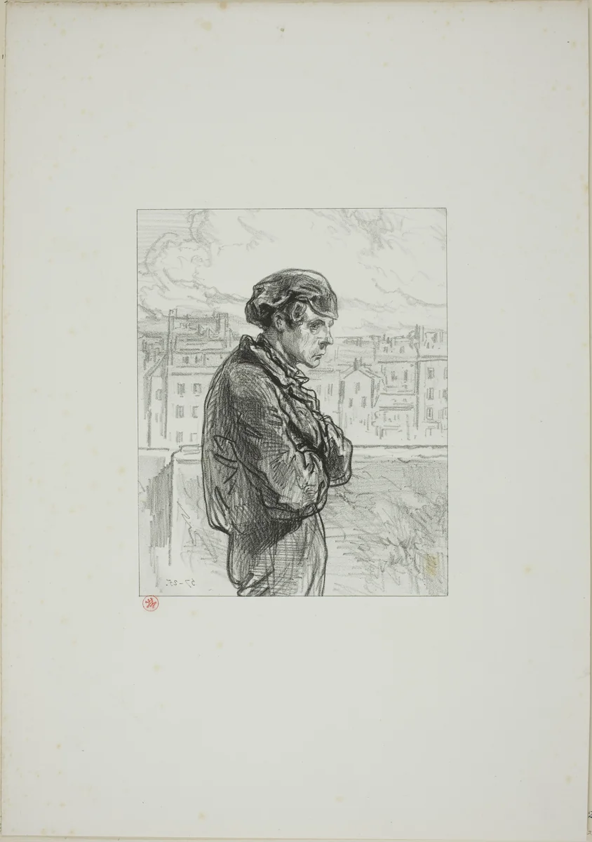 Masks and faces by Paul Gavarni, print, 1857-1858