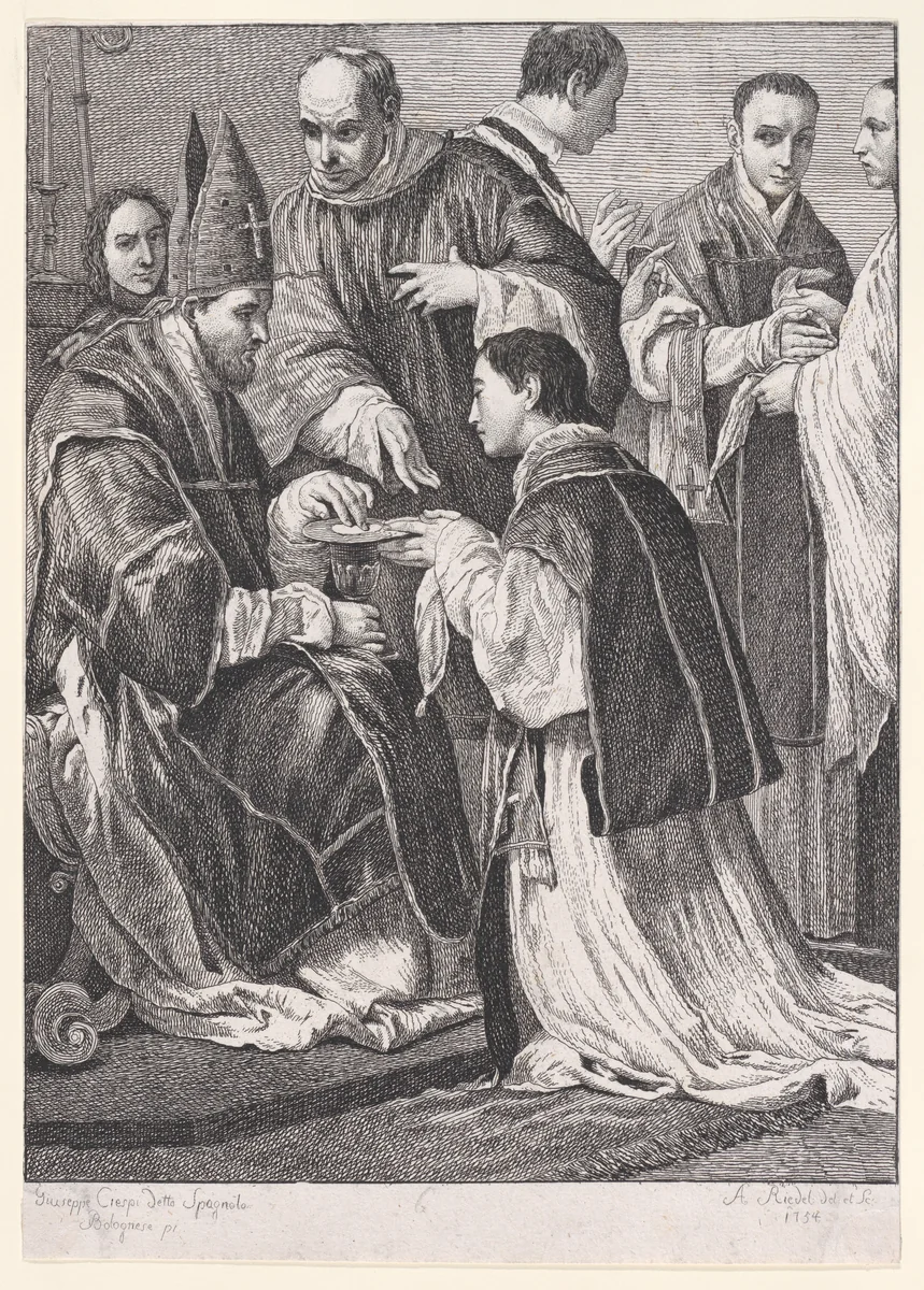 Ordination, from "The Seven Sacraments" by Johann Anton Riedel, print, 1754