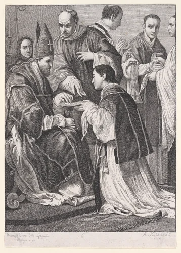 Ordination, from "The Seven Sacraments" by Johann Anton Riedel, print, 1754