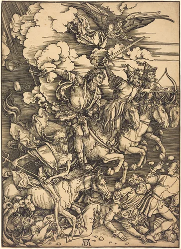 The Four Horsemen by Albrecht Dürer, print, 1496-1498