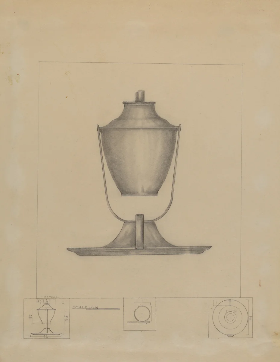 Whale Oil Lamp by Henry Meyers, index of american design, 1936