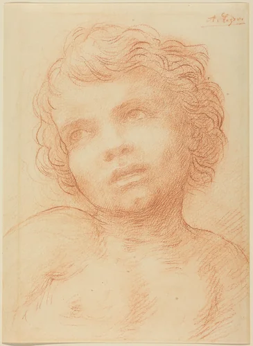 Head of a Child by Alphonse Legros, drawing, 1837-1911