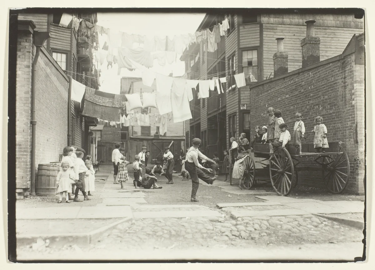 Playground in a Mill Village (Playground in a Tenement Alley), Boston by Lewis Wickes Hine, photograph, 1909