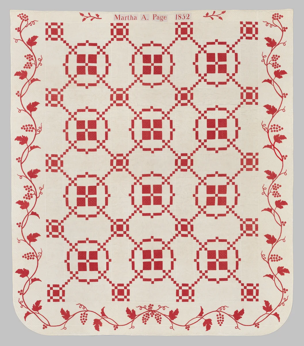 Burgoyne Surrenders or Burgoyne Surrounded Quilt by Martha A. Page, artwork, 1852