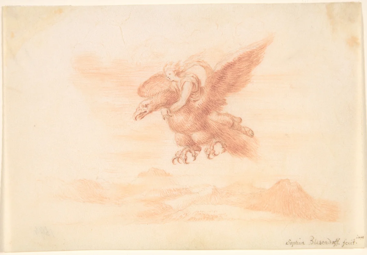 The Rape of Ganymede by Sophia Blesendorf, drawing, 1694