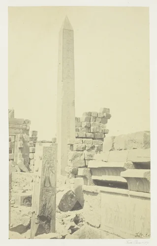 Obelisk and Granite Lotus Column, Karnac by Francis Frith, photograph, 1857