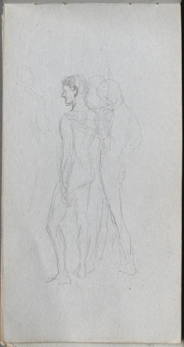 Sketchbook, page 92: Two Nudes by Ernest Meissonier, book, 1860-1869