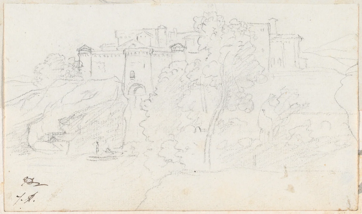 Castle on a Hill by Jacques-Louis David, drawing, 1775-1780