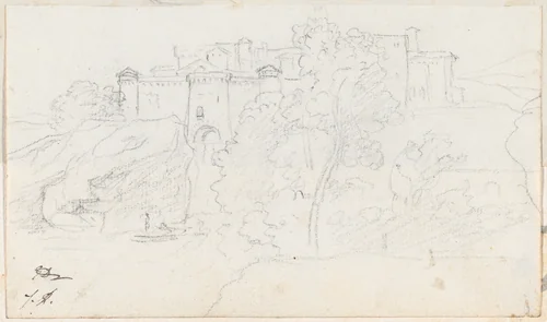 Castle on a Hill by Jacques-Louis David, drawing, 1775-1780