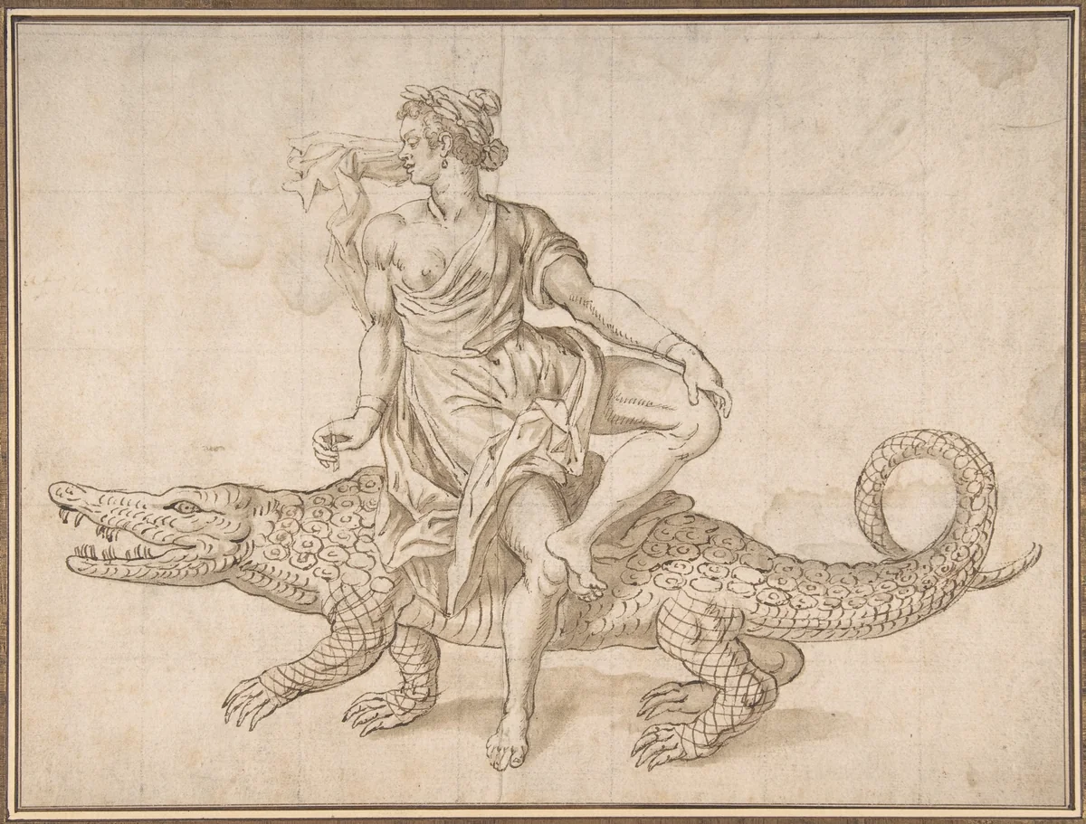 Allegory of Africa, from "The Four Continents" by anonymous, drawing, 1500-1600