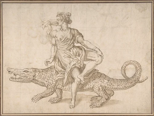 Allegory of Africa, from "The Four Continents" by anonymous, drawing, 1500-1600