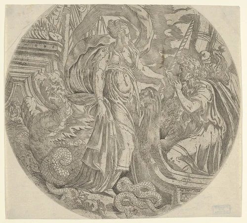 Circe Giving a Drink to Ulysses's Companions by Antonio Fantuzzi, print, 1540-1545