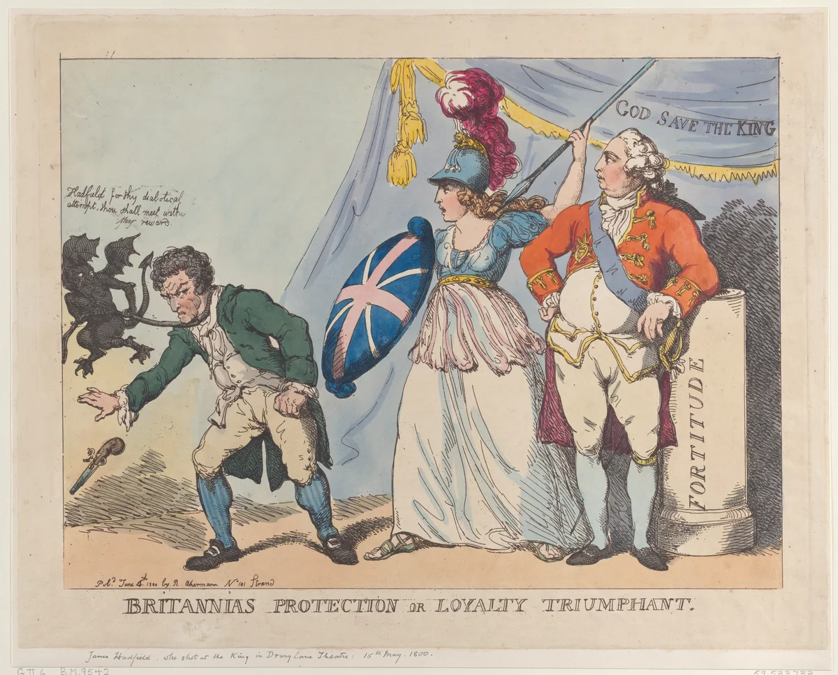 Britannia's Protection or Loyalty Triumphant by Thomas Rowlandson, print, 1800