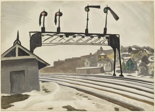 Railroad Gantry by Charles Burchfield, drawing, 1920