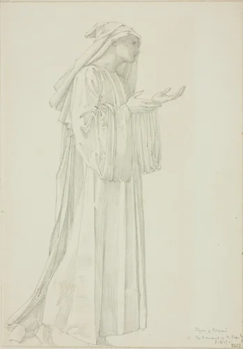 Figure of Pilgrim in Romaunt of the Rose by Edward Burne-Jones, drawing, 1868-1883