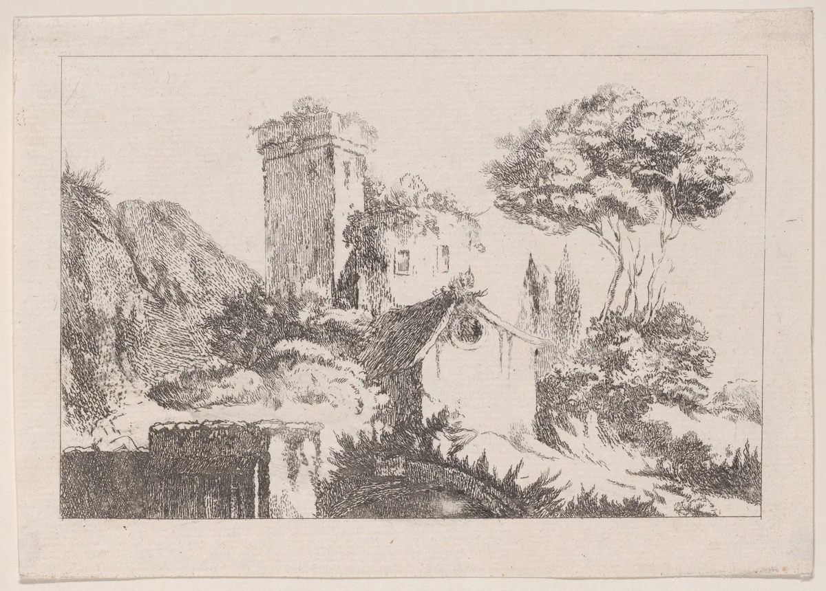 Rustic Landscape by Louis Philippe Joseph, print, 1740-1785