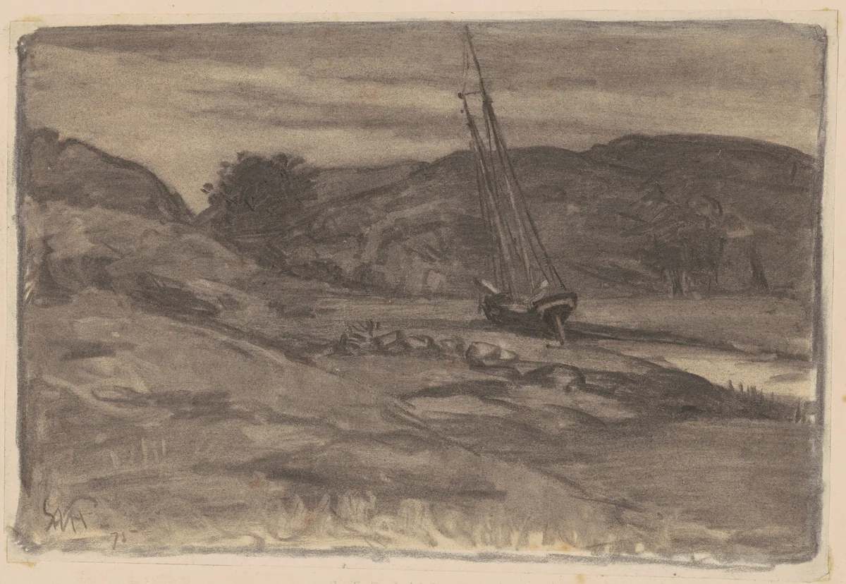 Stranded by William Morris Hunt, drawing, 1875