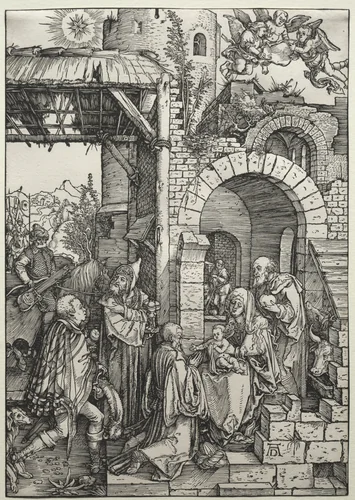 The Adoration of the Magi by Albrecht Dürer, print, 1501-1503