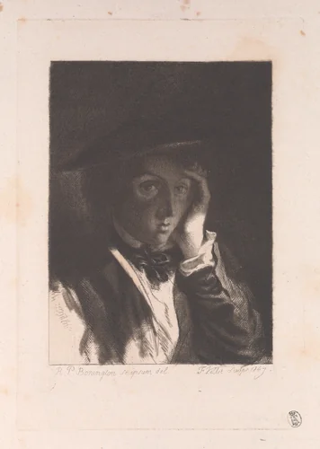 Self-portrait of Richard Parkes Bonington by Frédéric Villot, print, 1847