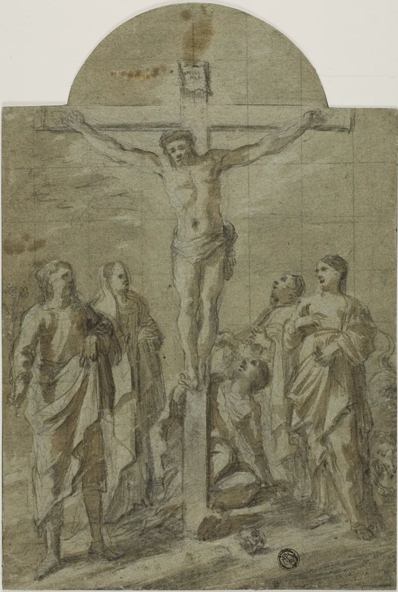 Crucifixion with Saints by Unknown Artist, drawing, 1600-1799