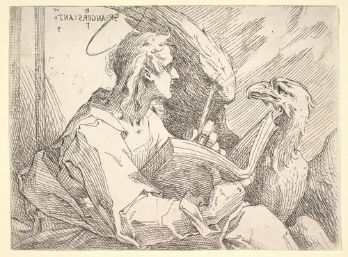 Saint John the Evangelist by Bartholomeus Spranger, print, 1591-1601