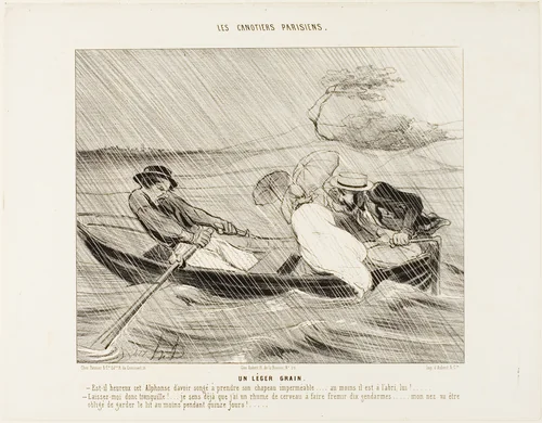 A Light Squall (Un leger grain), plate 8 from The Parisian Boaters (Les canotiers Parisiens) by Honoré-Victorin Daumier, print, 1843