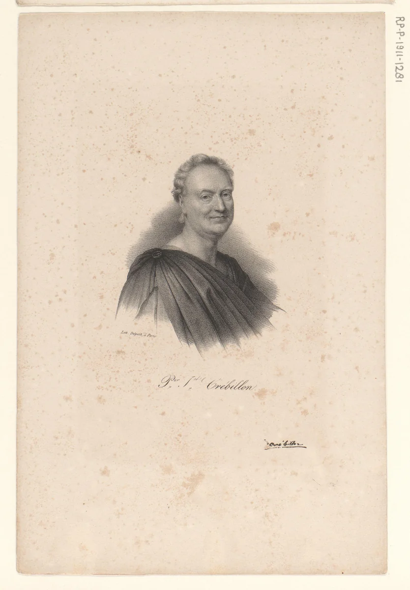 Portret van Prosper Jolyot de Crébillon by anonymous, print, 1818-1842