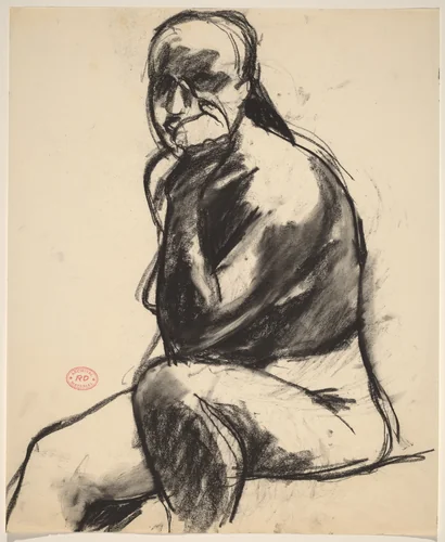 Untitled [seated nude resting her head on her left hand] by Richard Diebenkorn, drawing, 1955-1967