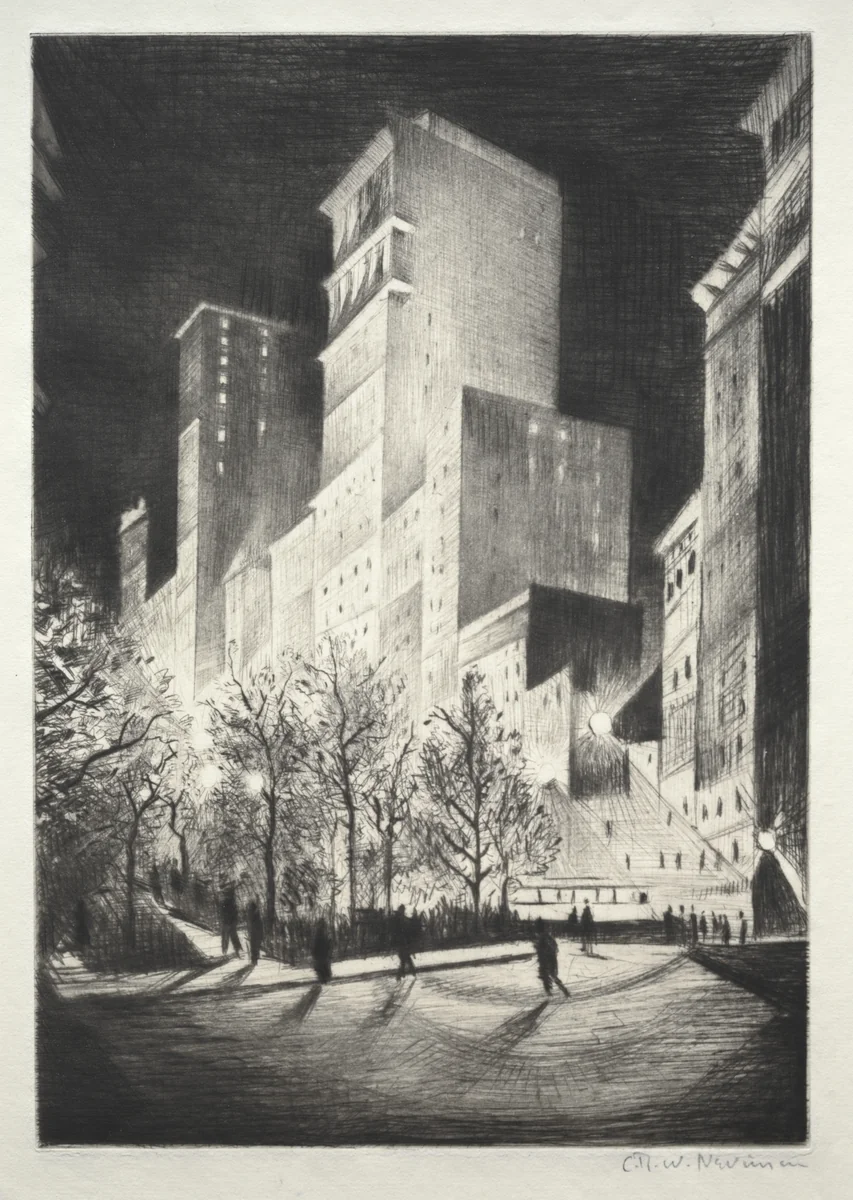Three AM: A Corner by Madison Avenue (also known as 2 AM New York and Metropolis) by Christopher Nevinson, print