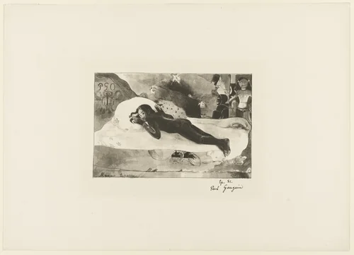 Watched by the Spirit of the Dead (Manao Tupapau) from the portfolio L'Estampe originale, no. VI by Paul Gauguin, print, 1894