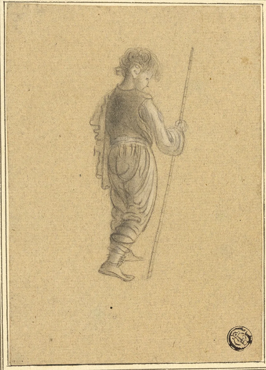 Boy with Staff by Giovanni Battista Cipriani, drawing, 1750-1799