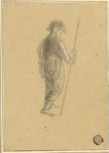 Boy with Staff by Giovanni Battista Cipriani, drawing, 1750-1799
