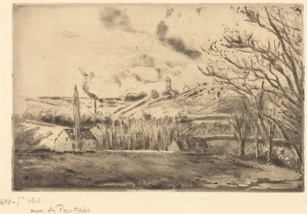 View of Pontoise (Vue de Pontoise) by Camille Pissarro, print, 1885