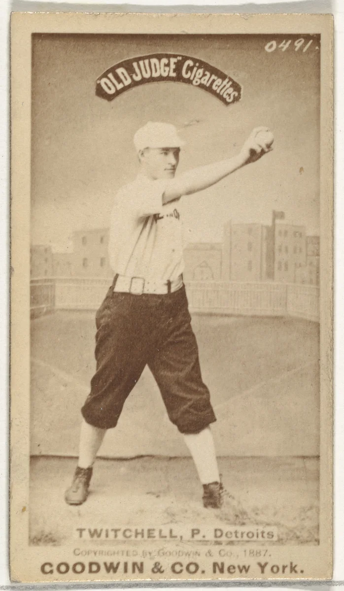 Lawrence Grant "Larry" Twitchell, Pitcher, Detroit Wolverines, from the Old Judge series (N172) for Old Judge Cigarettes by Goodwin & Company, photograph, 1887
