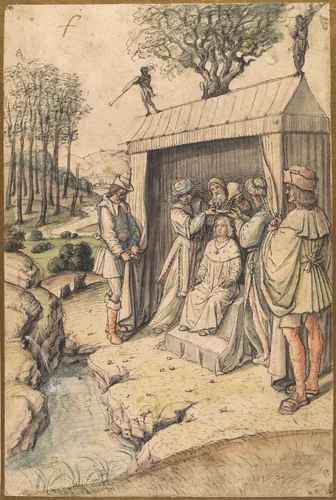 The Coronation of Solomon by the Spring of Gihon by Jean Poyet, drawing, 1445-1504