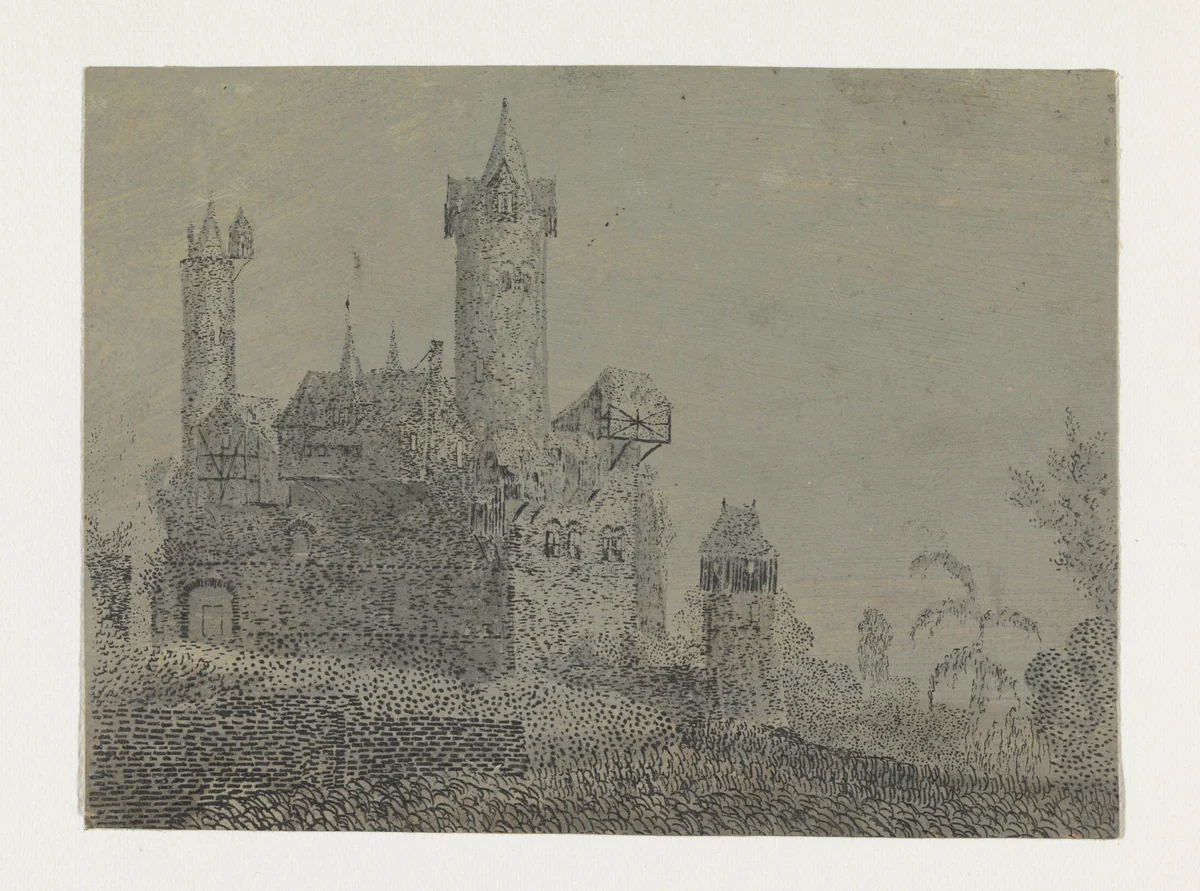 Castle with Tall Towers by Hercules Segers, print, 1622-1625