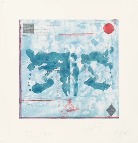 Mixed Marks, Rorshach with Symbols in Corners by Pat Steir, print, 2004