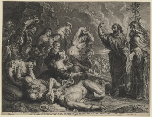 Moses and the Brazen Serpent by Schelte Adams Bolswert, print, 1580-1633