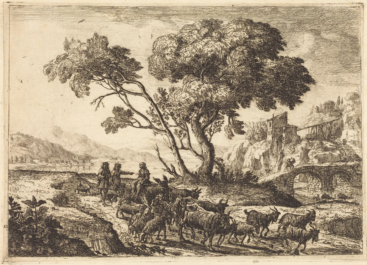 Departure for the Fields by Claude Lorrain, print, 1600-1682