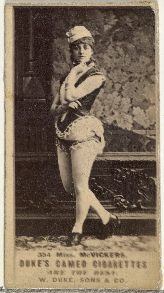 Card Number 354, Miss McVickers, from the Actors and Actresses series (N145-5) issued by Duke Sons & Co. to promote Cameo Cigarettes by W. Duke, Sons & Co., photograph, 1880-1889