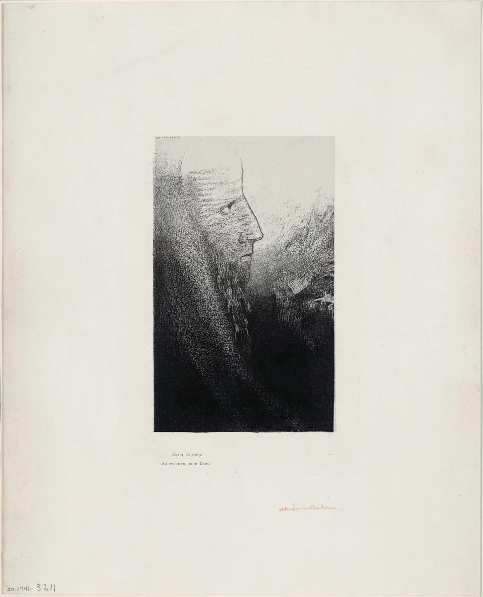 Saint Anthony: "Help Me, O My God!", plate 2 of 24 by Odilon Redon, print, 1896