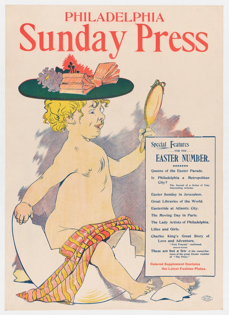 Advertisement for Philadelphia Sunday Press, Easter by George Reiter Brill, print, 1891-1901