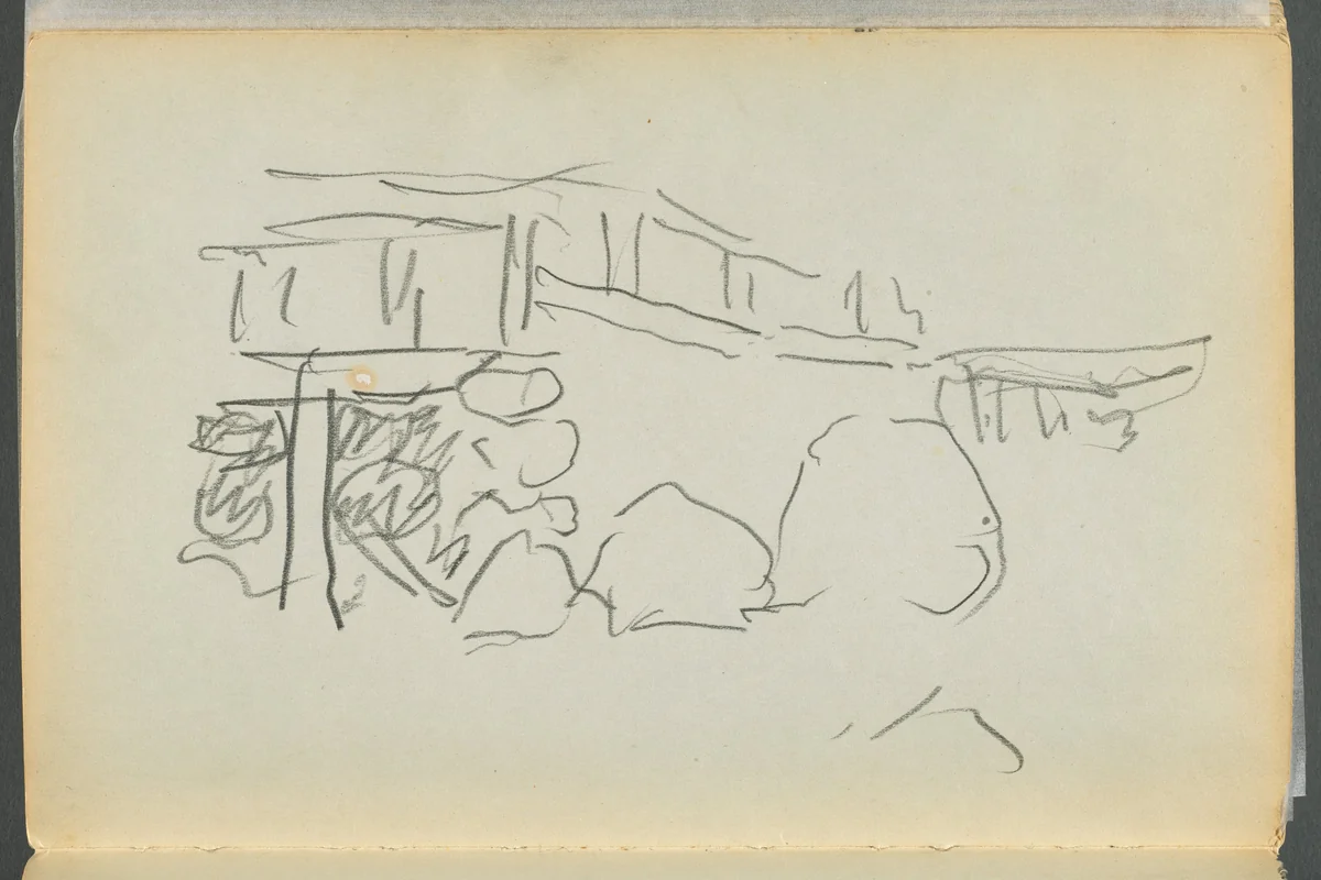 Sketchbook- The Granite Shore Hotel, Rockport, page 178: Fence by Maurice Prendergast, book, 1905-1910