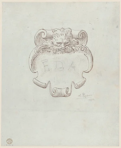 Sketch for a Nameplate for Edward D. Adams by Alphonse Legros, drawing, 1892