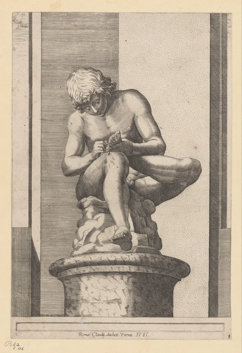 The Thorn Puller by Unknown, print, 1581