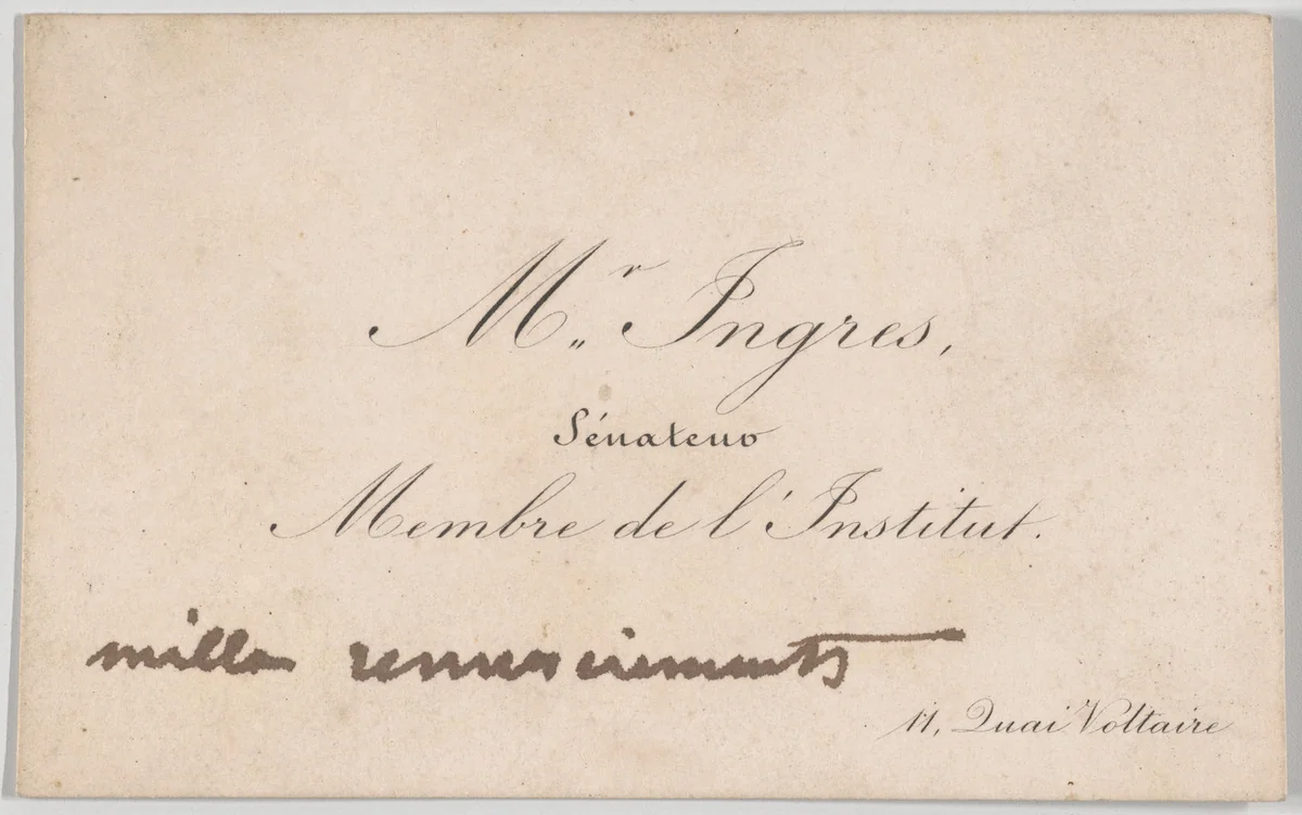 J.A.D. Ingres, calling card by anonymous, print, 1819-1867