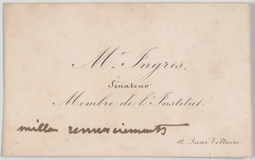 J.A.D. Ingres, calling card by anonymous, print, 1819-1867