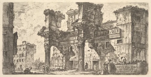 Plate 1: Part of the Forum of Nerva (Parte del Foro di Nerva), from "Antichità Romane de' Tempi della Repubblica, e de' primi Imperatori" by Giovanni Battista Piranesi, print, 1743-1753