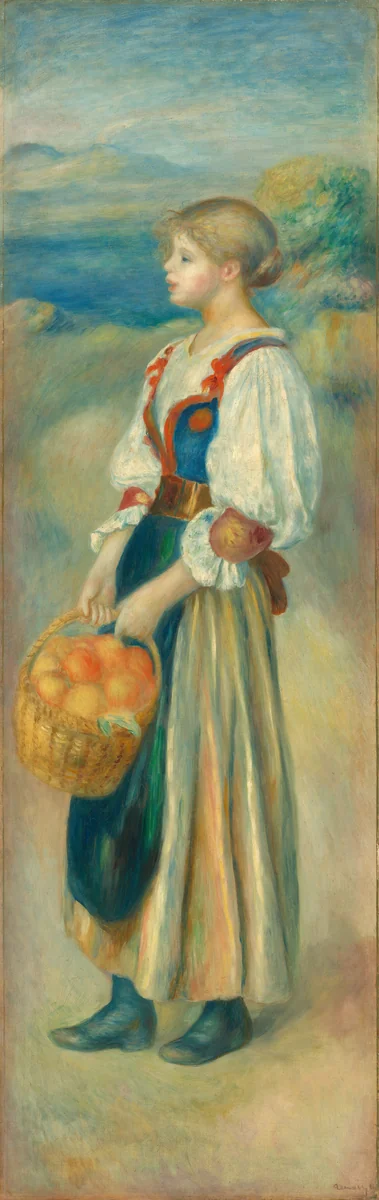 Girl with a Basket of Oranges by Auguste Renoir, painting, 1889